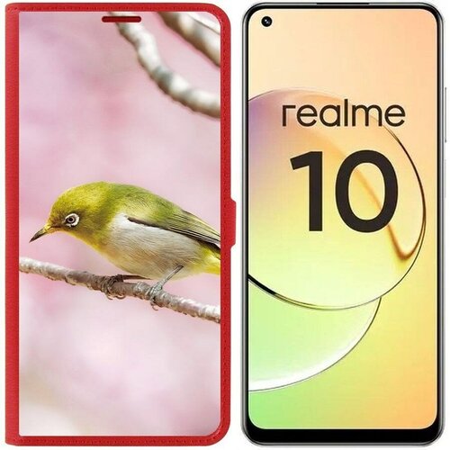 Чехол-книжка Krutoff Eco Book для Realme 10 4G Японская белоглазка (красный) чехол книжка защитный кейс krutoff eco book для realme c21 японская белоглазка красный