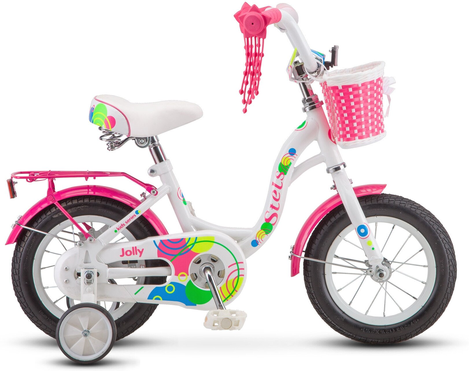 Велосипед детский двухколесный 12" Stels Jolly V010 Белый/розовый для детей от 2 до 4 лет на рост 75-95см (требует финальной сборки)