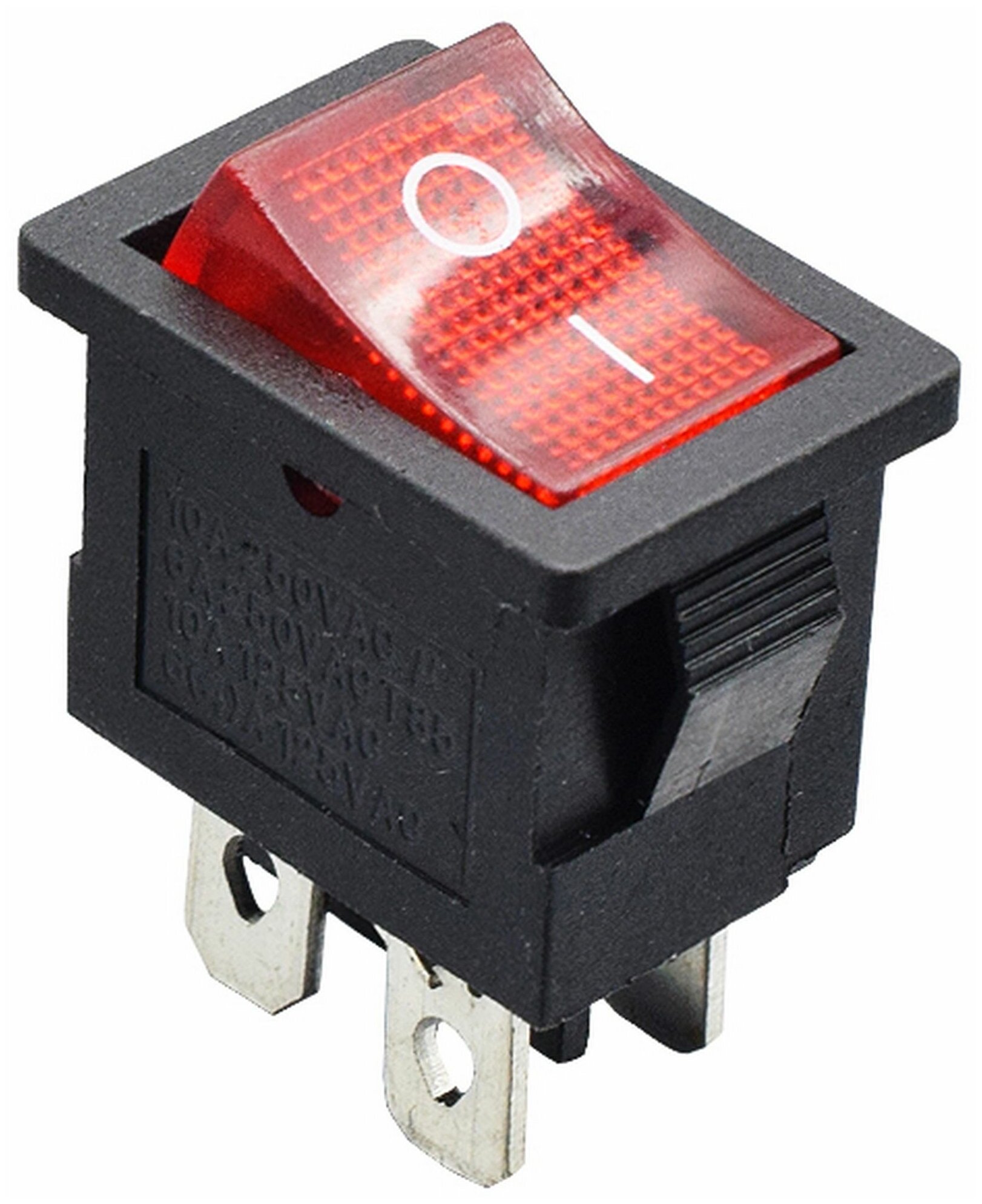 Выключатель клавишный красный с подсветкой вкл-выкл 4 контакта 250В 6А прямоугольный duwi 26846 8 - фотография № 6