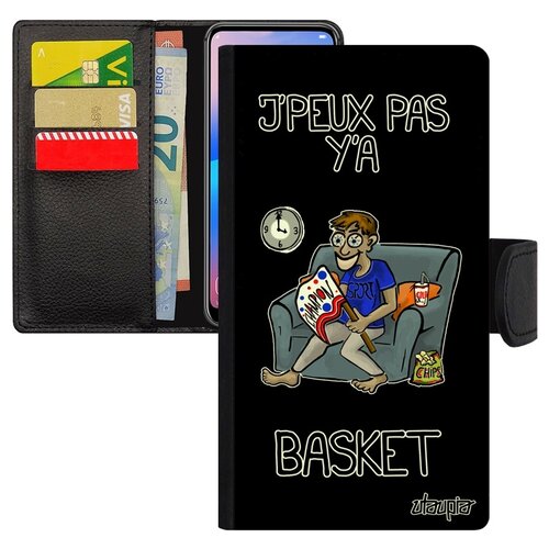 фото Чехол книжка для телефона iphone 7, "не могу - смотрю баскетбол!" шутка карикатура utaupia