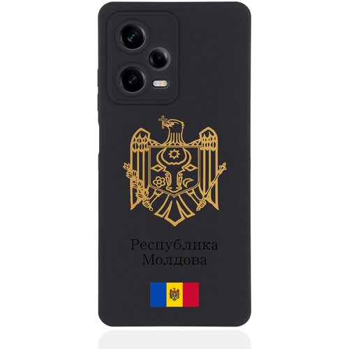 Черный силиконовый чехол SignumCase для Xiaomi Redmi Note 12 Pro Золотой Герб Республики Молдова/ Герб Молдавии черный силиконовый чехол для xiaomi redmi note 10 pro герб республики молдова герб молдавии