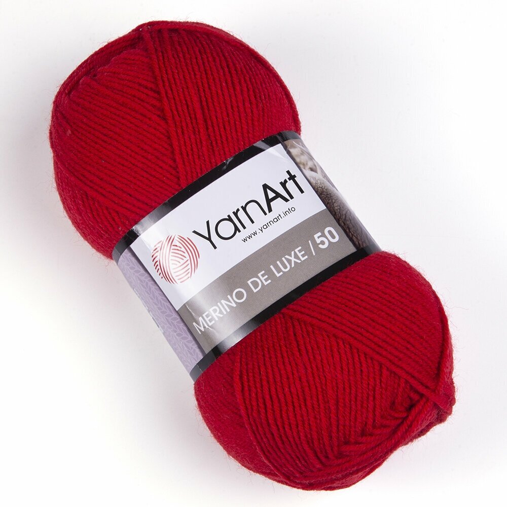 Пряжа YarnArt Merino de Luxe 50 (Ярнарт Мерино де Люкс) 100г, 280м, 50% шерсть 50% акрил, цвет 156 красный, 1 шт.