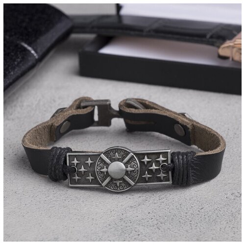 фото Жесткий браслет queen fair, металл, размер 21 см, черный, серебряный