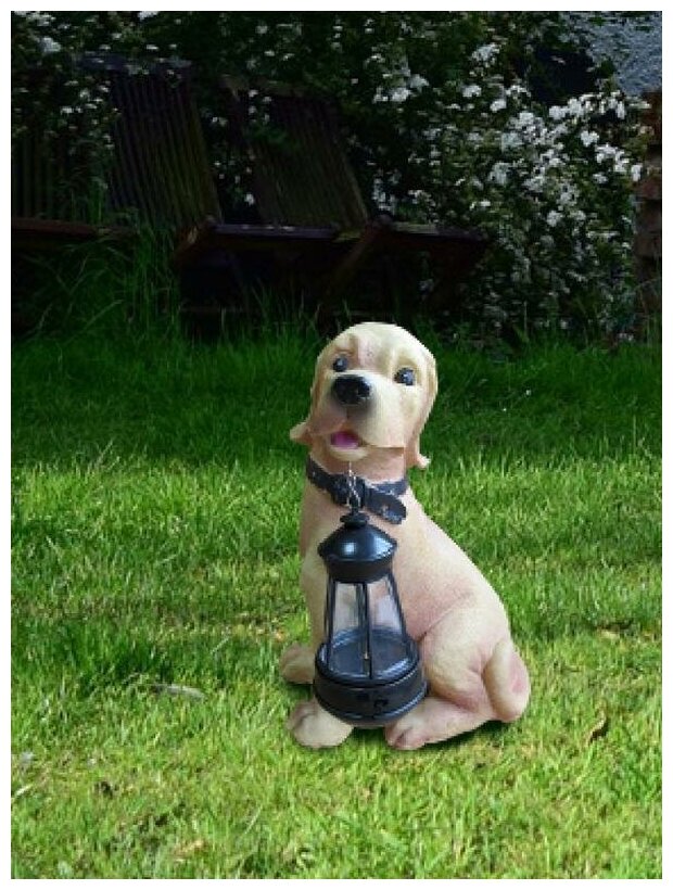Садовая фигура Космос SOL102_D "Собака" на солнечной батарее теплый белый свет