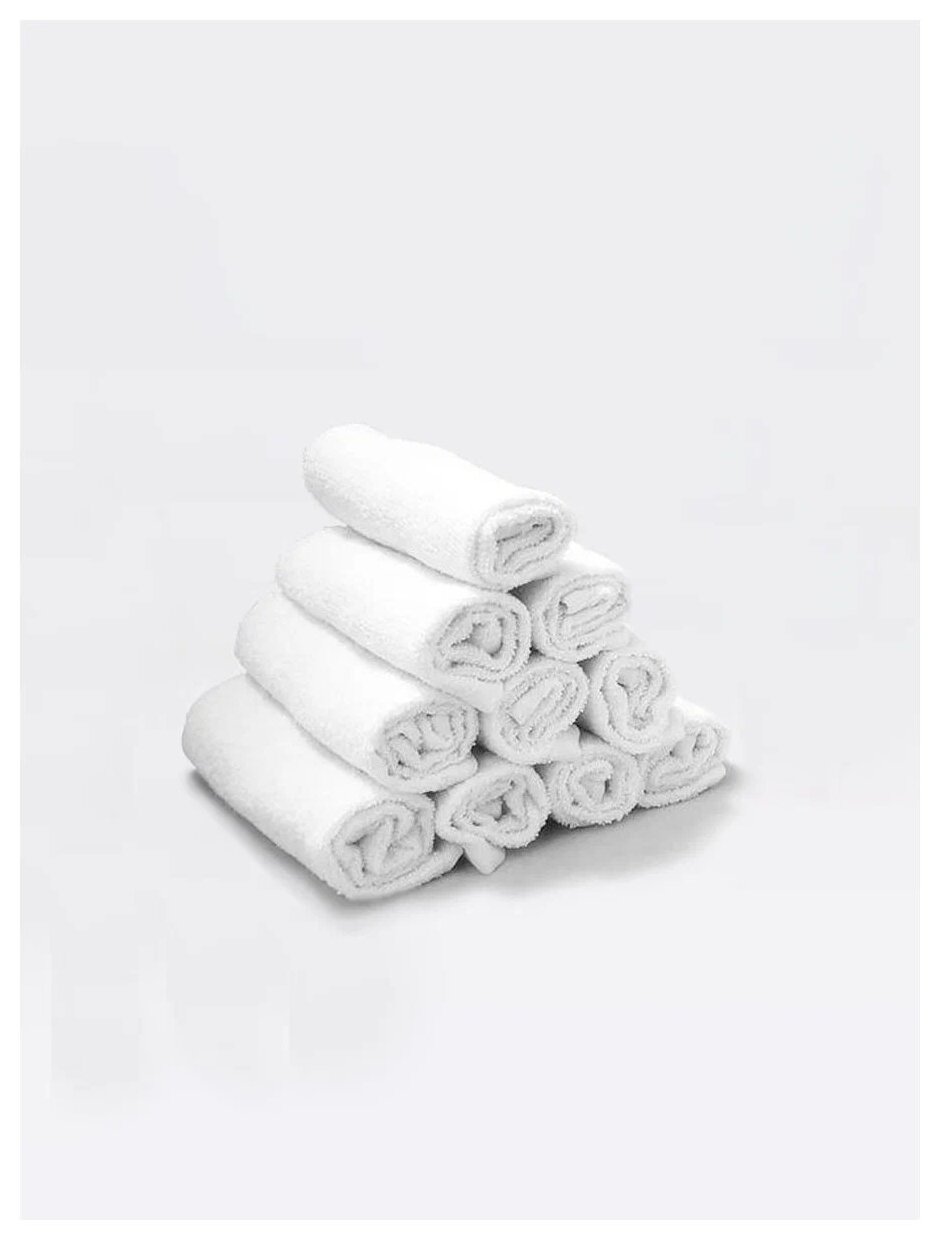 Комплект полотенец 10 штук, 100% хлопок, салфетки для детей, кухонные махровые полотенца, 30x30 см, белый - фотография № 3