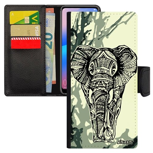 фото Чехол-книжка на смартфон huawei p30 lite, "слон" африканский мудрый utaupia