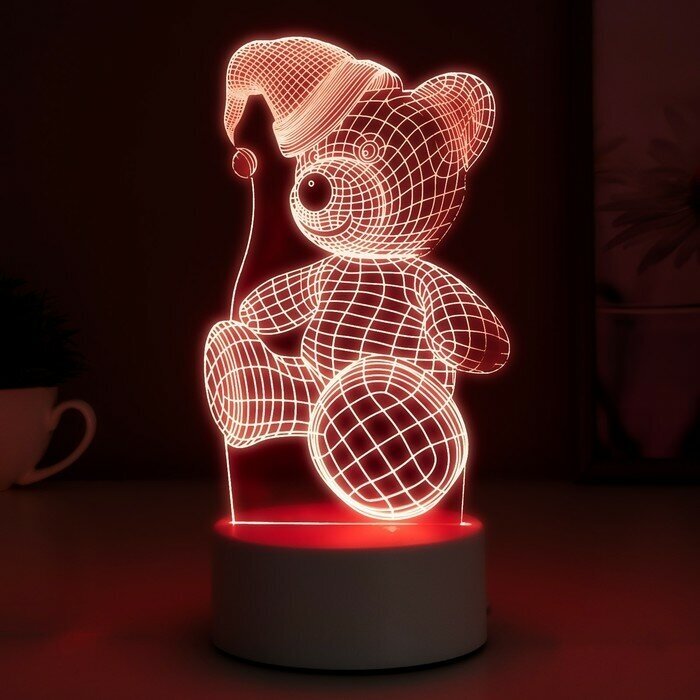 Светильник "Мишка в шапке" LED RGB от сети - фотография № 8