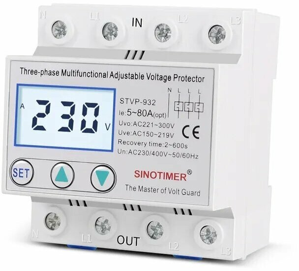 Реле контроля напряжения Sinotimer STVP-932 80A