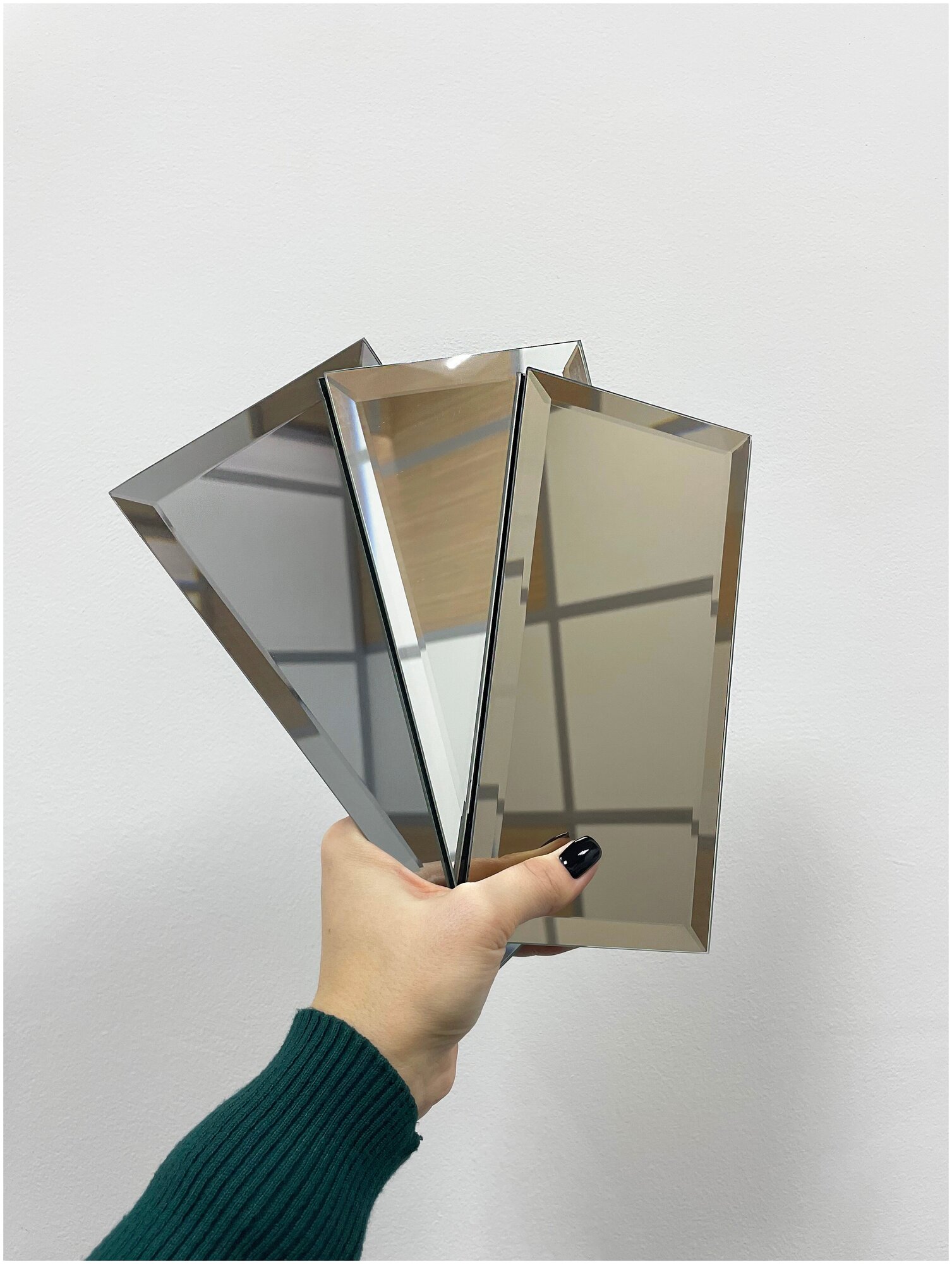 Зеркальная плитка ДСТ, панно на стену, прямоугольник серебро, 5 шт. 24х12 см. - фотография № 5
