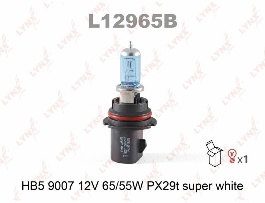 Лампа 12v hb5 65/55w px29t lynxauto super white 1 шт. картон l12965b