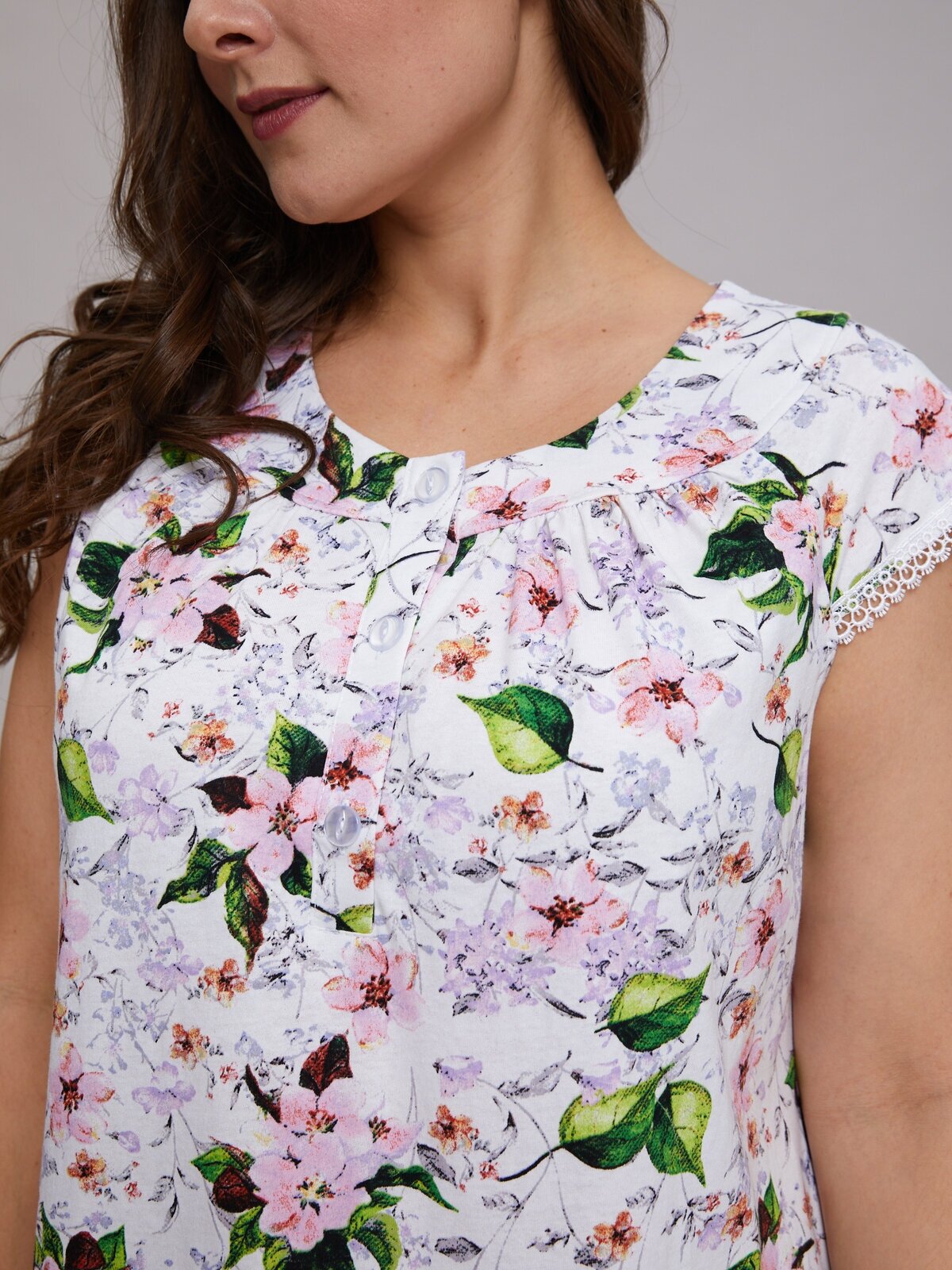 Ночная сорочка женская Алтекс с коротким рукавом сиреневая, размер 62 - фотография № 7