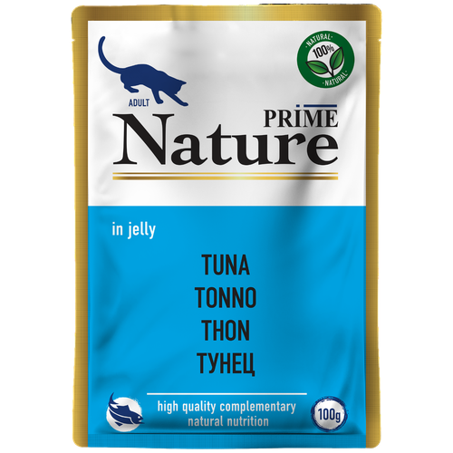 Влажный корм для кошек PRIME Nature тунец 24 уп. х 100 г (кусочки в желе)