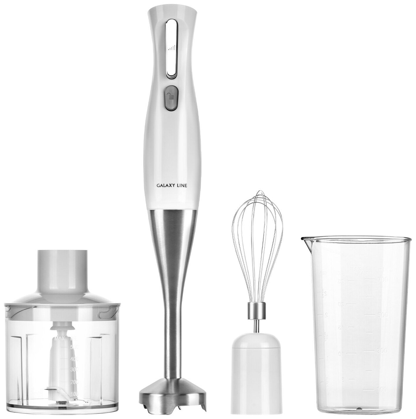 Блендерный набор Galaxy Line GL2164, белый, 1200W, плавная регул. скорости, мех. управление