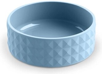 Миска для животных TARHONG керамическая "Diamond", голубая, 13.2х13.2х4.6см (475мл)