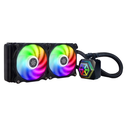 комплект водяного охлаждения exegate ex293458rus blackwater 240 pwm argb 3 pin 5v addressable rgb подсветка lga2066 2011 1366 1150 1151 1155 1156 12 Система водяного охлаждения для процессора SilverStone PF240-ARGB, черный/ARGB