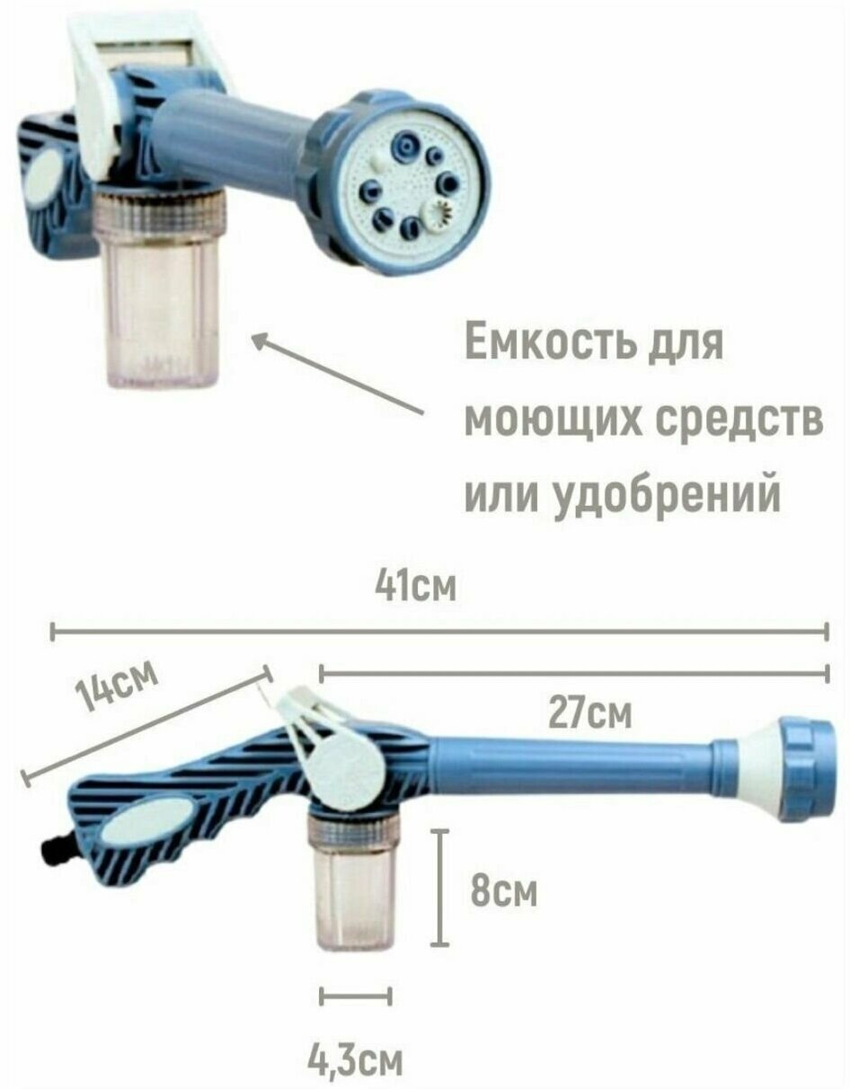 Насадка-распылитель для шланга мойки авто / полива сада синий - фотография № 7