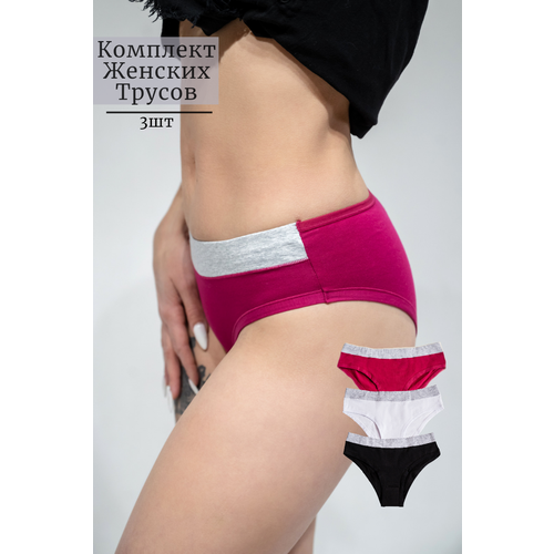 фото Трусы beisdanna, 3 шт., размер 42-44, красный, черный, белый