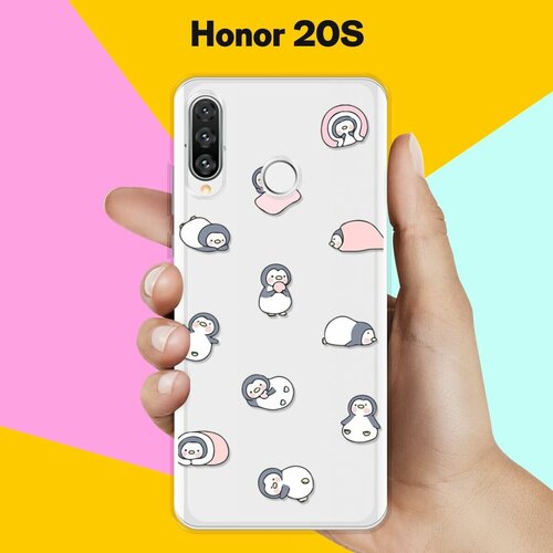 Силиконовый чехол Узор из пингвинов на Honor 20s