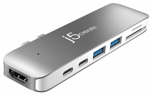 JCD382, Мини док-станция j5create USB-C ULTRADRIVE MINIDOCK. Интерфейс: Thunderbolt 3 USB-C x 2. Порты: Thunderbolt 3 USB-C, USB-C, HDMI, SD, microSD, USB-A x 2.