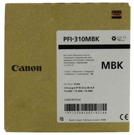 Картридж CANON PFI-310 MBK черный матовый [2358c001] - фото №3