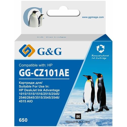 Картридж G&G GG-CZ101AE, 650, черный / GG-CZ101AE струйный картридж opticart 650 cz101ae