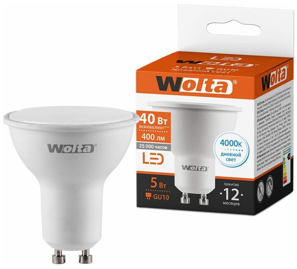 Лампа LED WOLTA PAR16 5Вт GU10 4000К 1/50