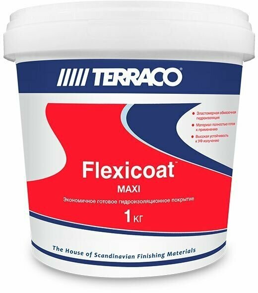 TERRACO FLEXICOAT MAXI покрытие гидроизоляционное, акриловое для сан узлов, белое (1,4 кг)