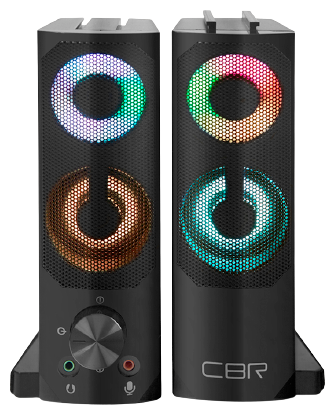 Cbr CMS 514L Black, Акустическая система 2.0, питание USB, 2х3 Вт 6 Вт RMS , пластик, RGB-подсветка, конструкция-транформер, 3.5 мм лин. стереовход, регул. громк., длина кабеля 1,3 м, цвет чёрный