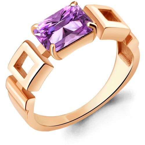 фото Кольцо diamant online, серебро, 925 проба, золочение, аметист, размер 16.5, фиолетовый