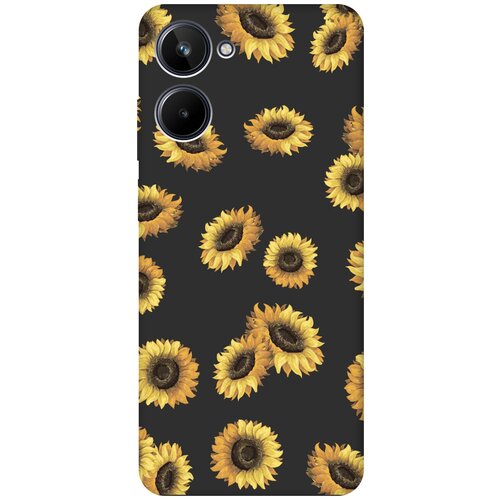 Матовый чехол Sunflowers для Realme 10 4G / Рилми 10 4Г с 3D эффектом черный матовый чехол infuriate для realme 10 4g рилми 10 4г с 3d эффектом черный