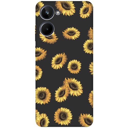 Матовый чехол Sunflowers для Realme 10 4G / Рилми 10 4Г с 3D эффектом черный матовый чехол controller pattern для realme 10 4g рилми 10 4г с 3d эффектом черный