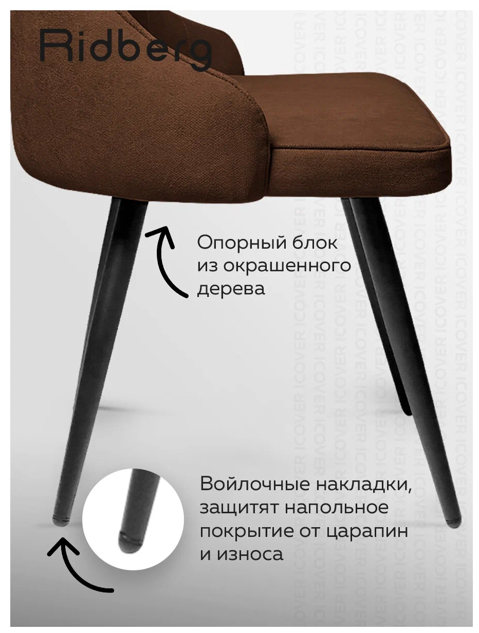 Комплект стульев для кухни и гостиной Ridberg Лондон Wool (Рогожка, кофе) для гостиной, для дома, для кухни, 2 шт - фотография № 16