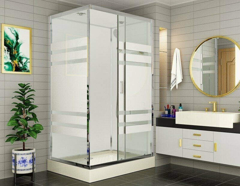 фото Душевая кабина Esbano ESE-129CKR стекло прозрачное с декором