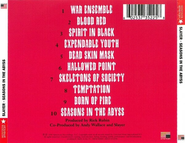Компакт-диски, American Recordings, SLAYER - Seasons In The Abyss (CD)