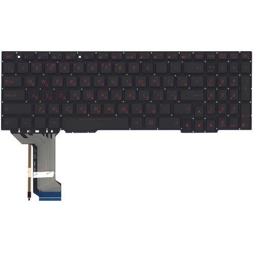 Клавиатура для ноутбука Asus GL753 FX553VD черная с красной подсветкой узкий шлейф подсветки 3812₽