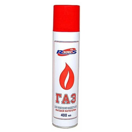 фото Газ для заправки зажигалок, горелок, универсальный баллон с переходниками 400 мл runis