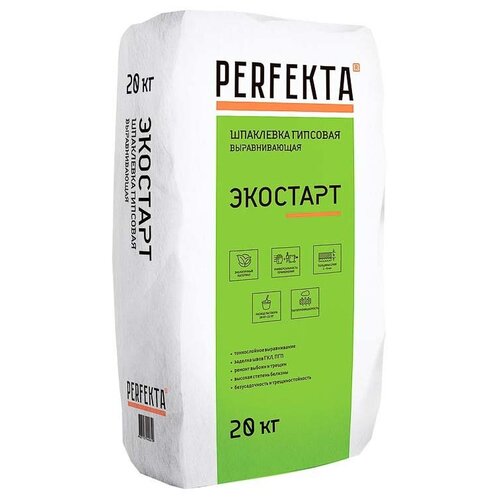 Шпатлевка Perfekta Экостарт, белый, 20 кг шпатлевка perfekta глайд стандарт 20 кг