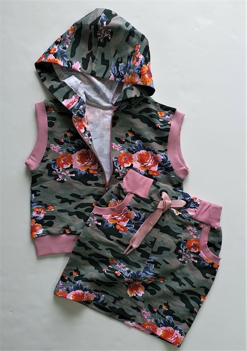 Комплект одежды , размер 134, хаки, розовый