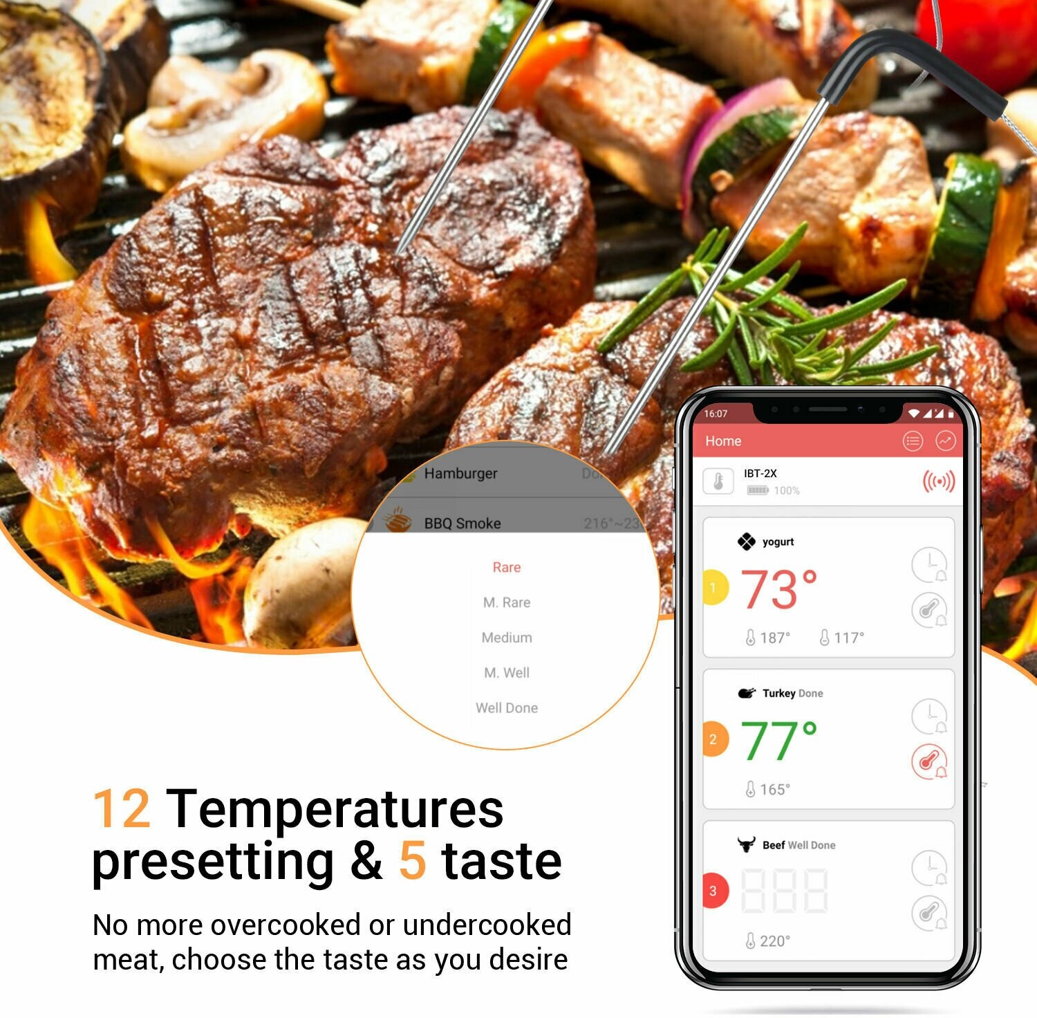INKBIRD IBT-2X термощуп, кулинарный термометр, кухонный термометр, термометр для мяса, термощуп для гриля - фотография № 18