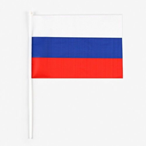 Флаг России, 30 х 45 см, шток 60 см, полиэфирный шeлк 12 шт флаг россии 30 х 45 см шток 60 см полиэфирный шёлк набор 12 шт
