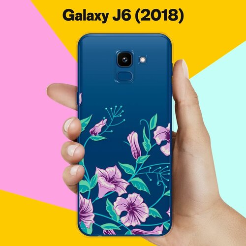 Силиконовый чехол Фиолетовые цветы на Samsung Galaxy J6 (2018) пластиковый чехол сиреневые цветы акварель на samsung galaxy j6 2018 самсунг галакси джей 6 2018