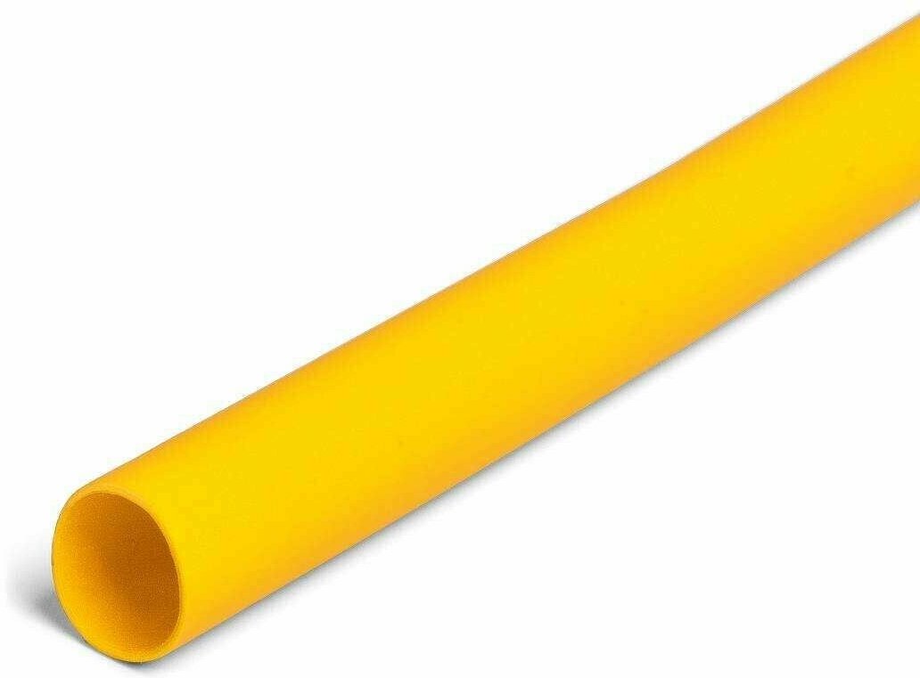 Термоусадочная трубка желтая без клея ТНТ (2:1) 8/4 мм Кембрик для электрики и рыбалки 1 шт.