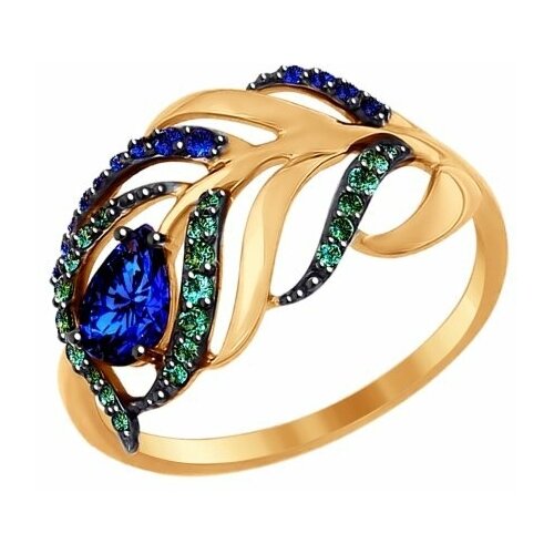 фото Золотое кольцо sokolov 017080 с фианитом diamant-online