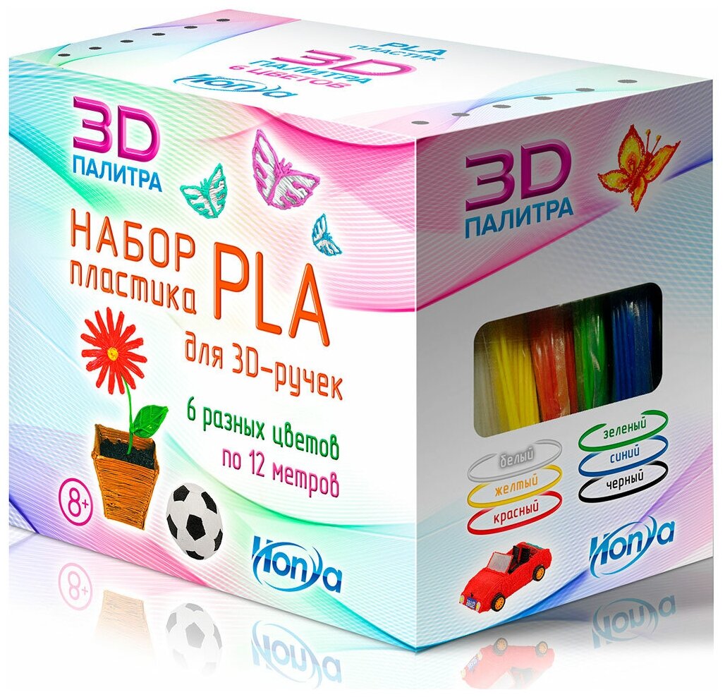 Набор пластика Honya PLA (6 различных цветов по 12 м)