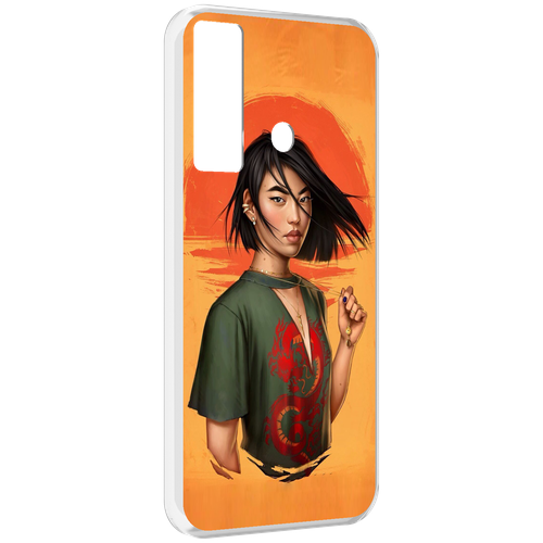Чехол MyPads девушка-в-оранжевом-фоне женский для Tecno Camon 17 задняя-панель-накладка-бампер