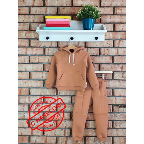 Комплект одежды BabyMaya, худи и брюки, размер 134, коричневый