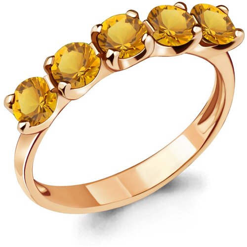 фото Кольцо diamant online, серебро, 925 проба, золочение, цитрин, размер 18.5