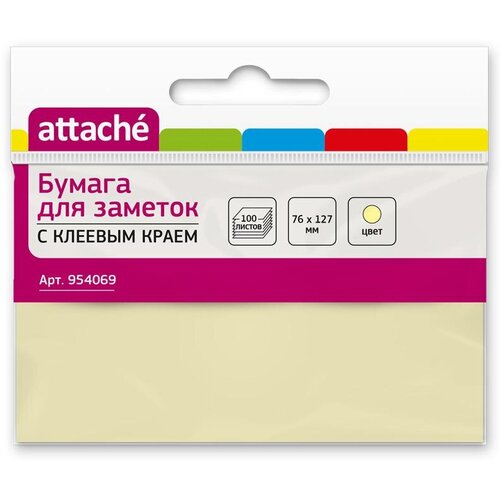 Стикеры ATTACHE с клеев. краем 76х127 желт 100л стикеры комус с клеев краем 76х127 желтый 100л 154930