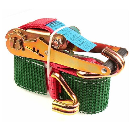 Ремень крепления груза 5-10т, 3м, 50мм с двойным крюком (резинотканевый контроллер)