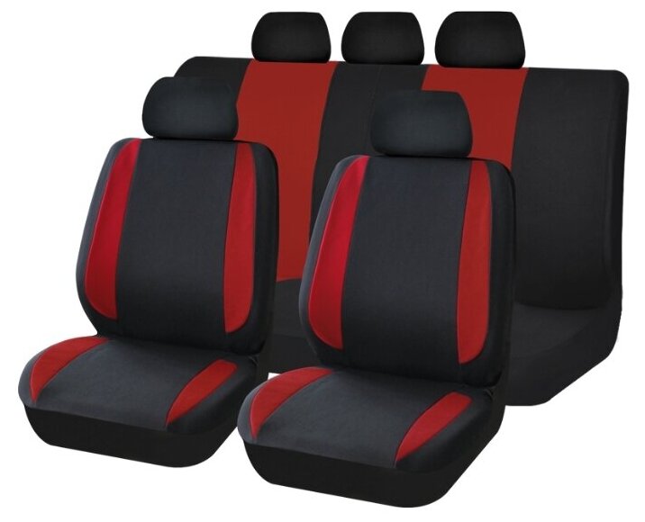 Чехлы универсальные на автомобильные сиденья,комплект "MODERN", полиэстер, черно-красные